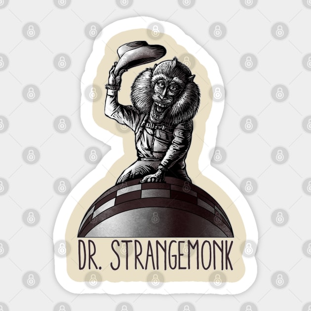 Dr. Strangemonk Sticker by ChetArt